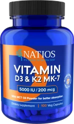 NATIOS Vitamin D3 + K2 5000 IU & 200 mcg